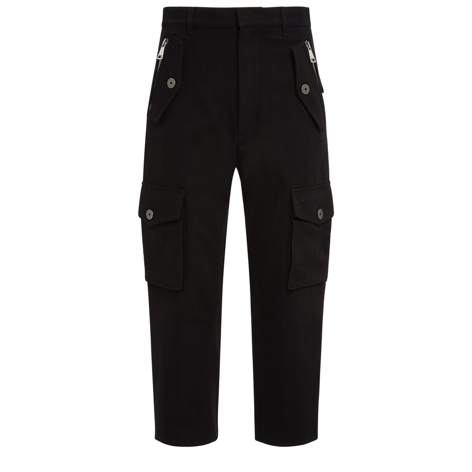 Cargo trousers in black fabric