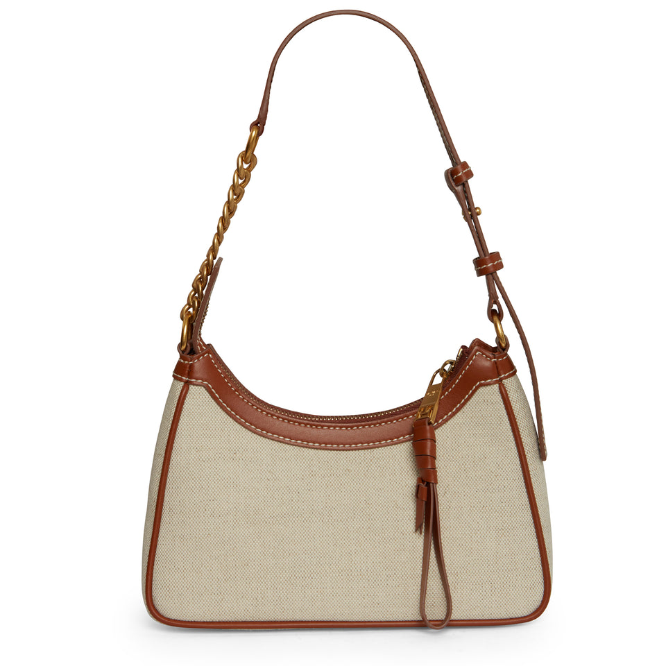''B-Army'' handbag in beige fabric and leather