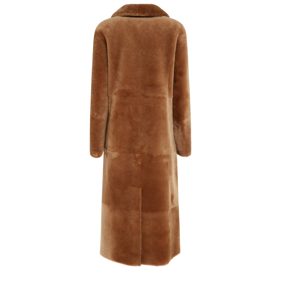 Brown shearling coat