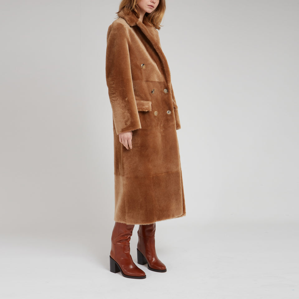 Brown shearling coat
