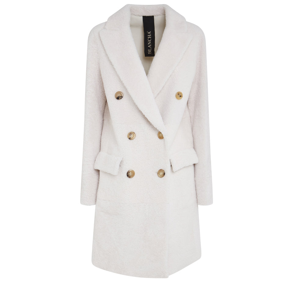 White shearling coat