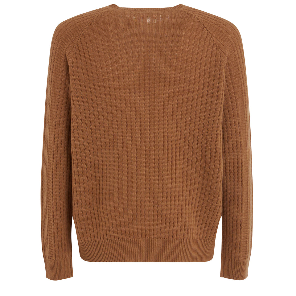 Brown wool ribbed sweater