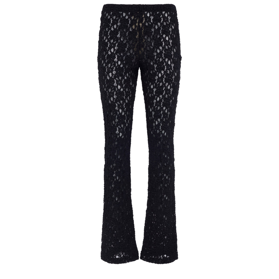 Flared black lace trousers