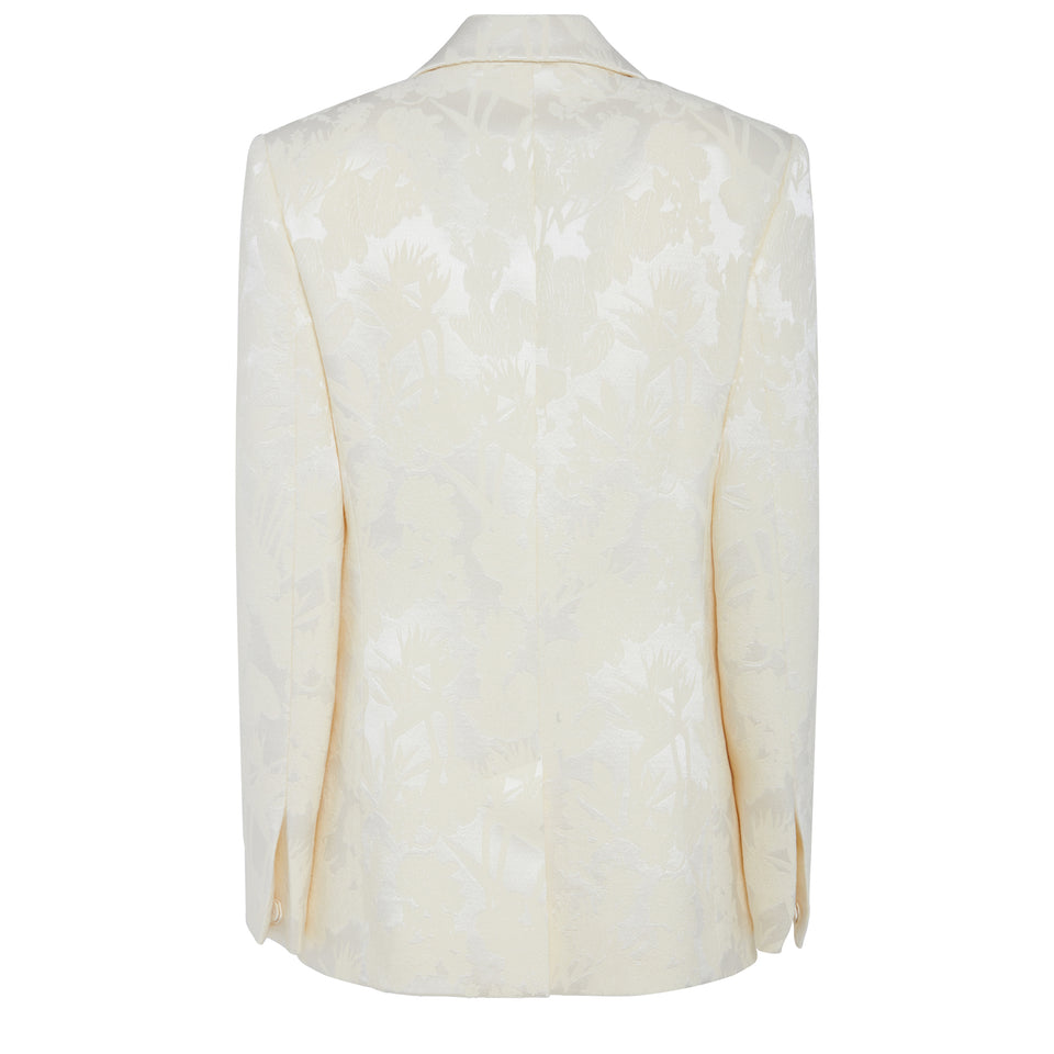 White wool and silk embroidered blazer