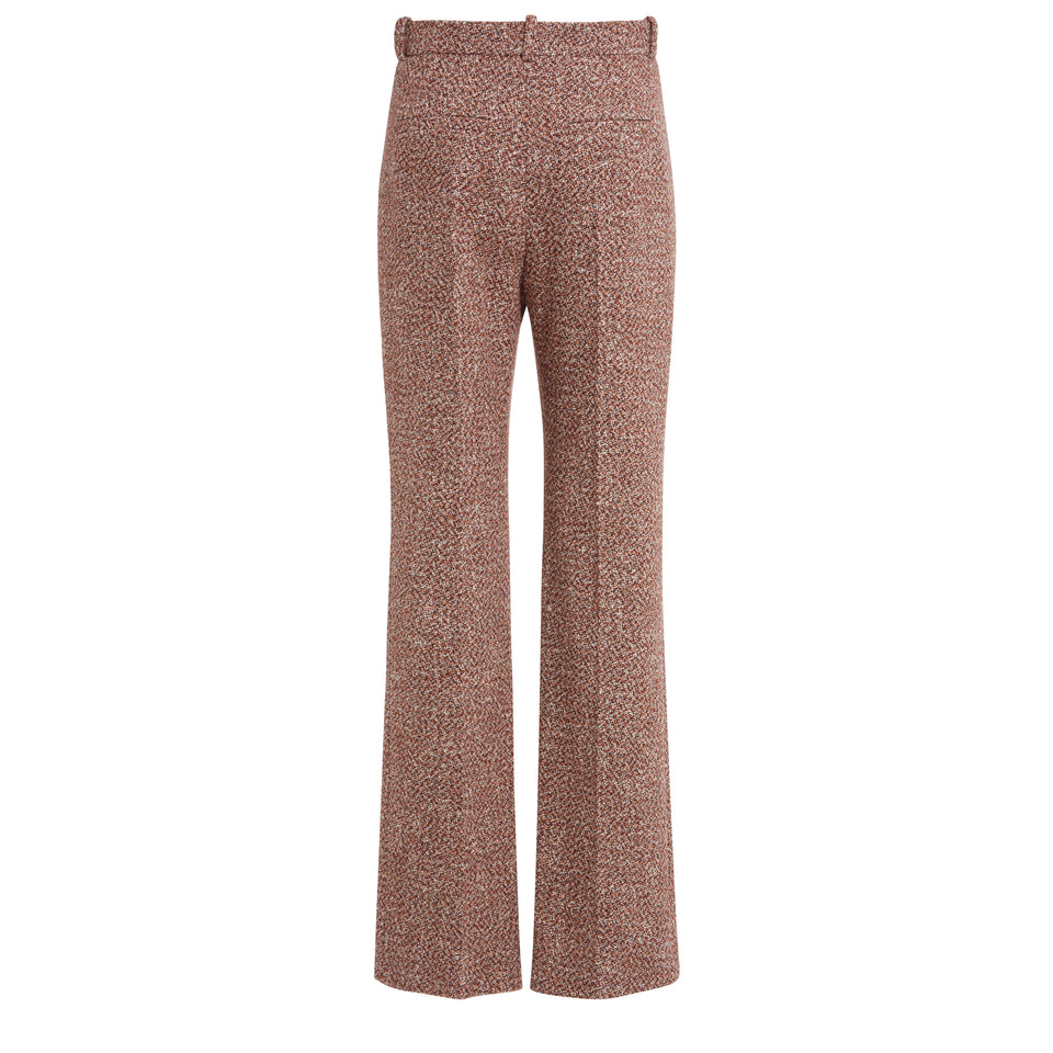 Pantalone svasato in lana marrone