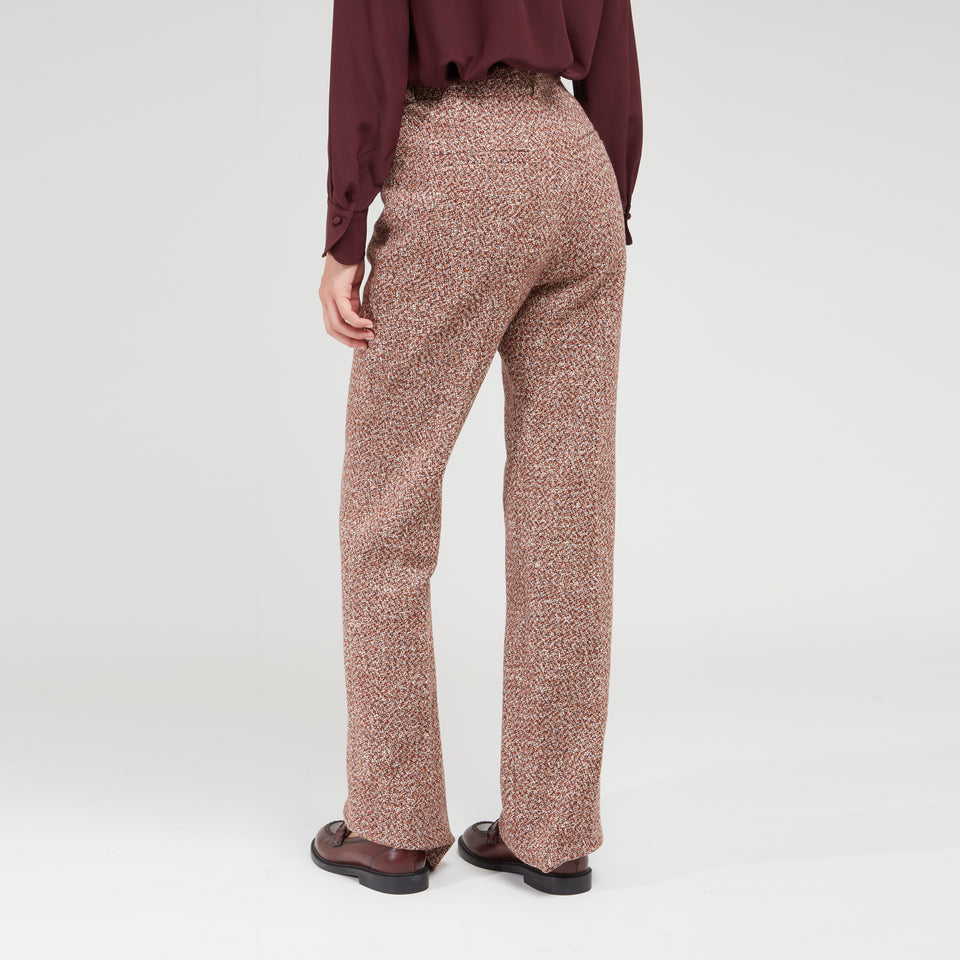 Pantalone svasato in lana marrone
