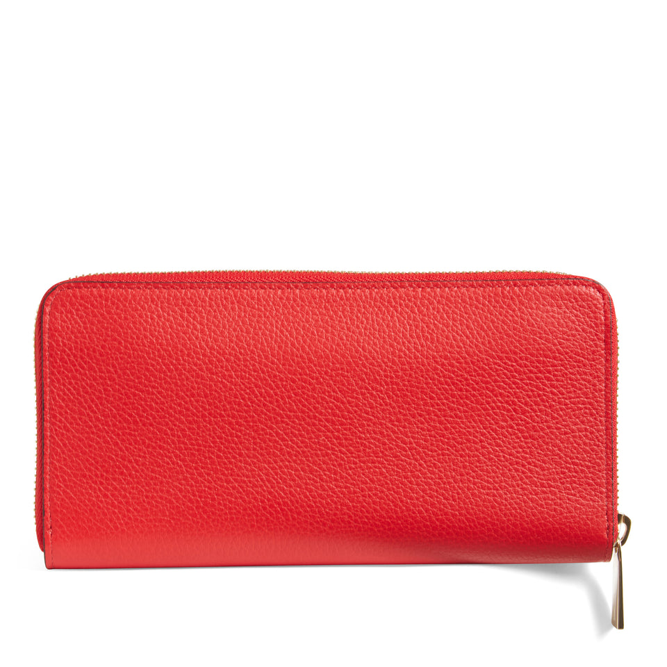 "Be my side long" wallet in red leather