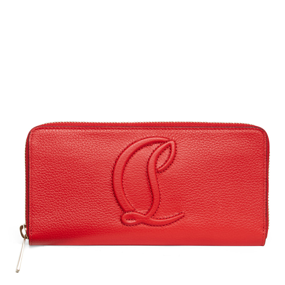 "Be my side long" wallet in red leather