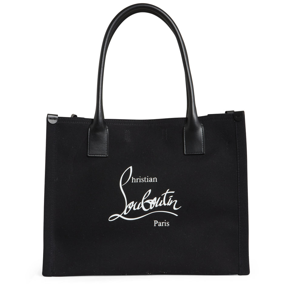 "Nastroloubi e/w large" tote bag in black fabric