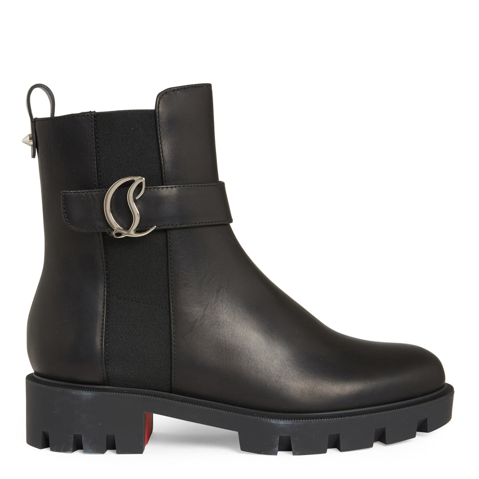 "Chelsea booty Lug" ankle boot in black leather