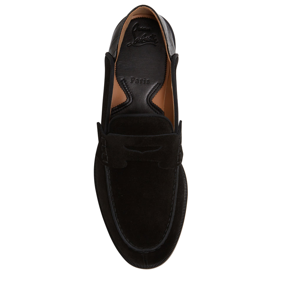 "Penny No Back'' moccasin in black suede