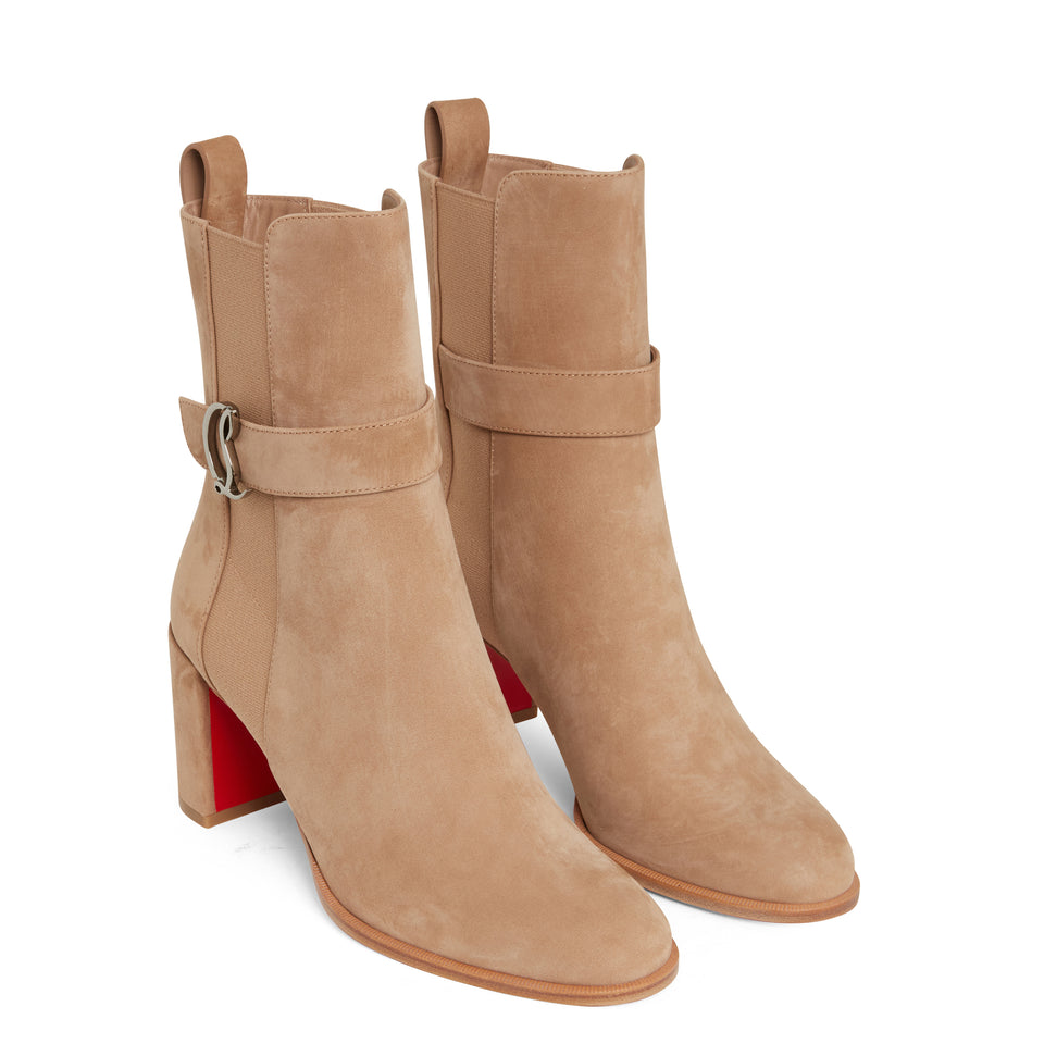 "Chelsea booty" ankle boot in beige suede