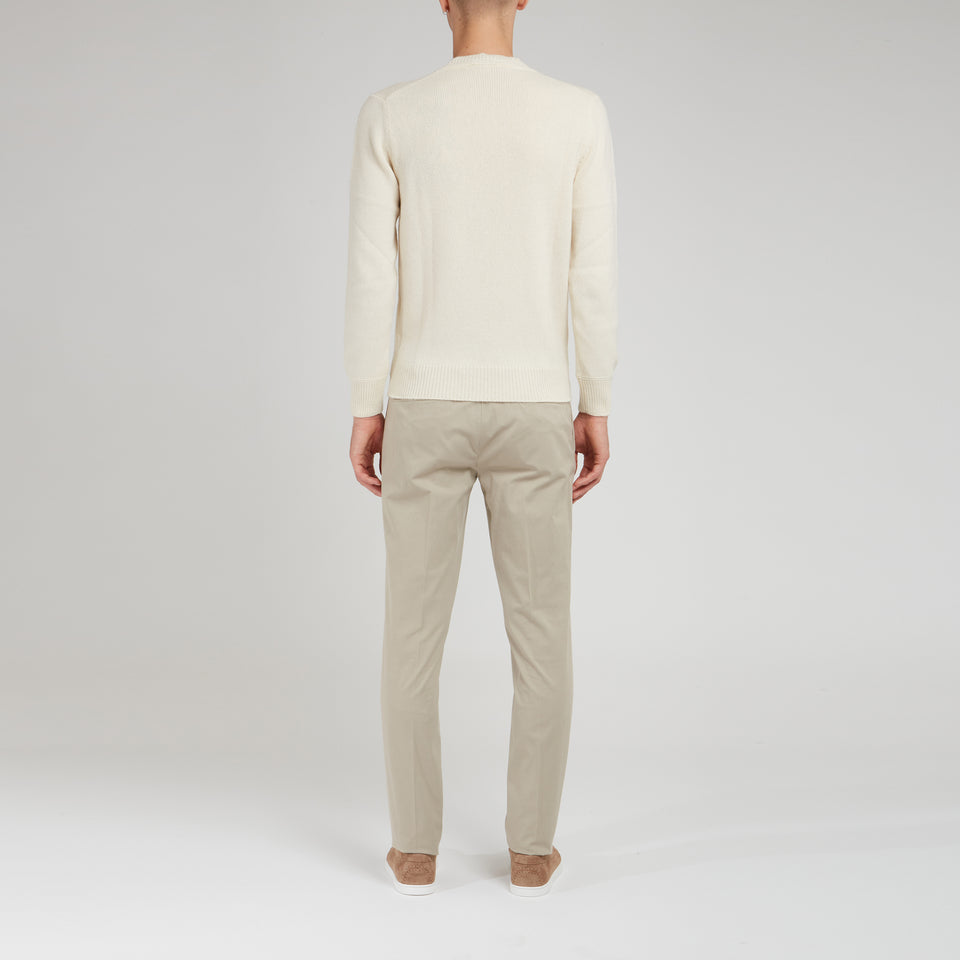 White cotton ribbed sweater
