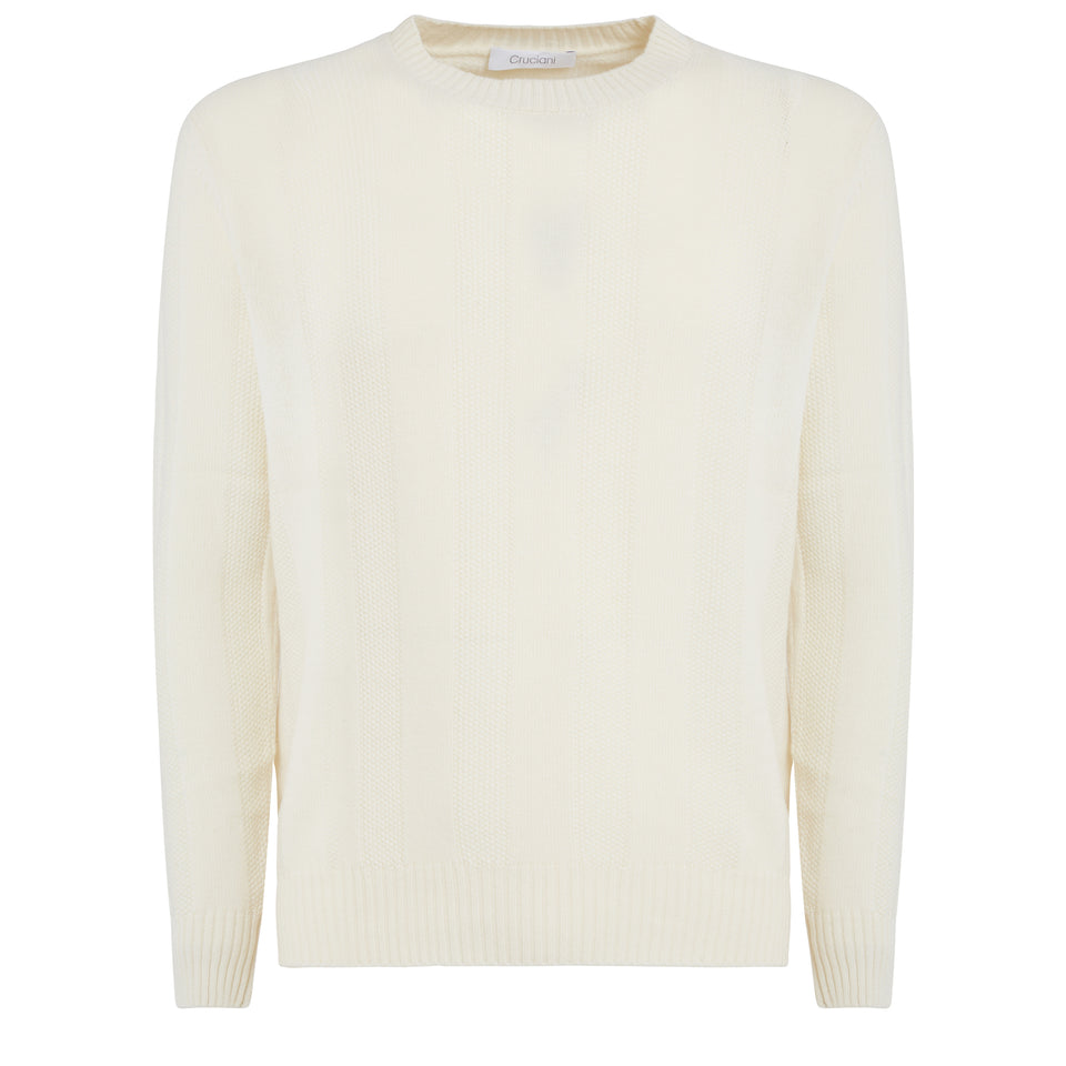 White cotton ribbed sweater