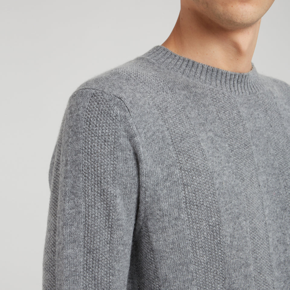 Gray cotton ribbed sweater
