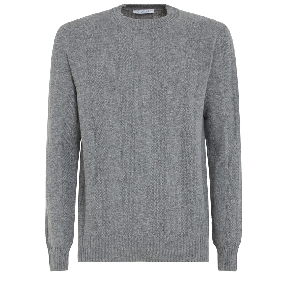 Gray cotton ribbed sweater