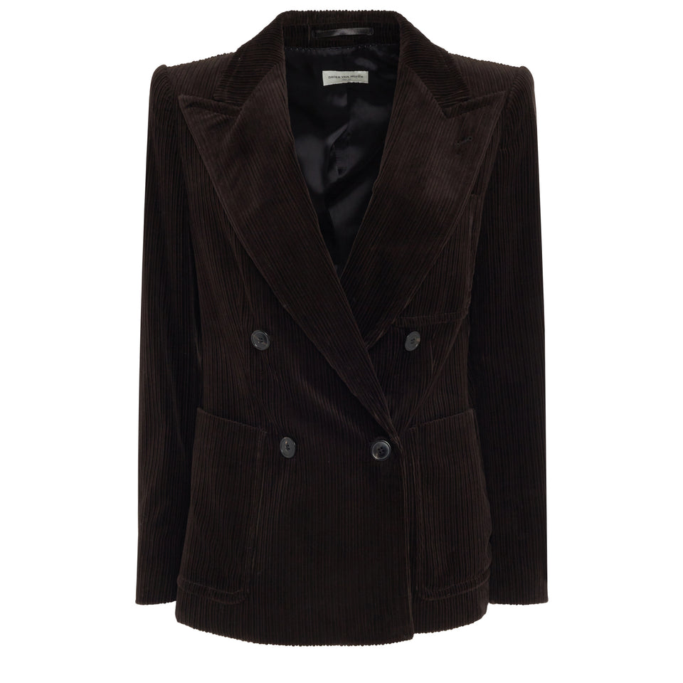 "Beau" jacket in brown velvet