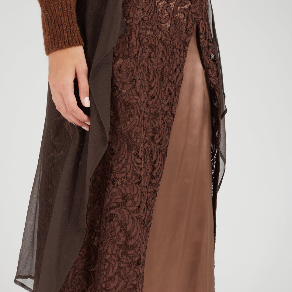 "Sosta" skirt in brown silk