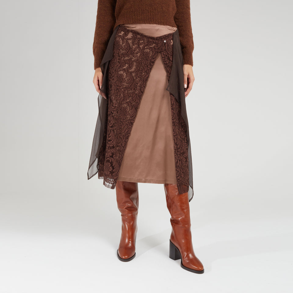 "Sosta" skirt in brown silk