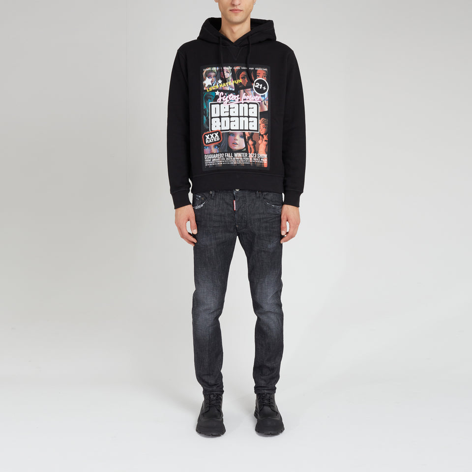 ''D2 Cool'' sweatshirt in black cotton