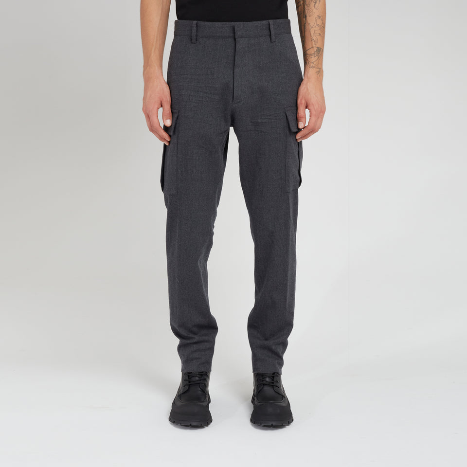 Gray wool cargo trousers