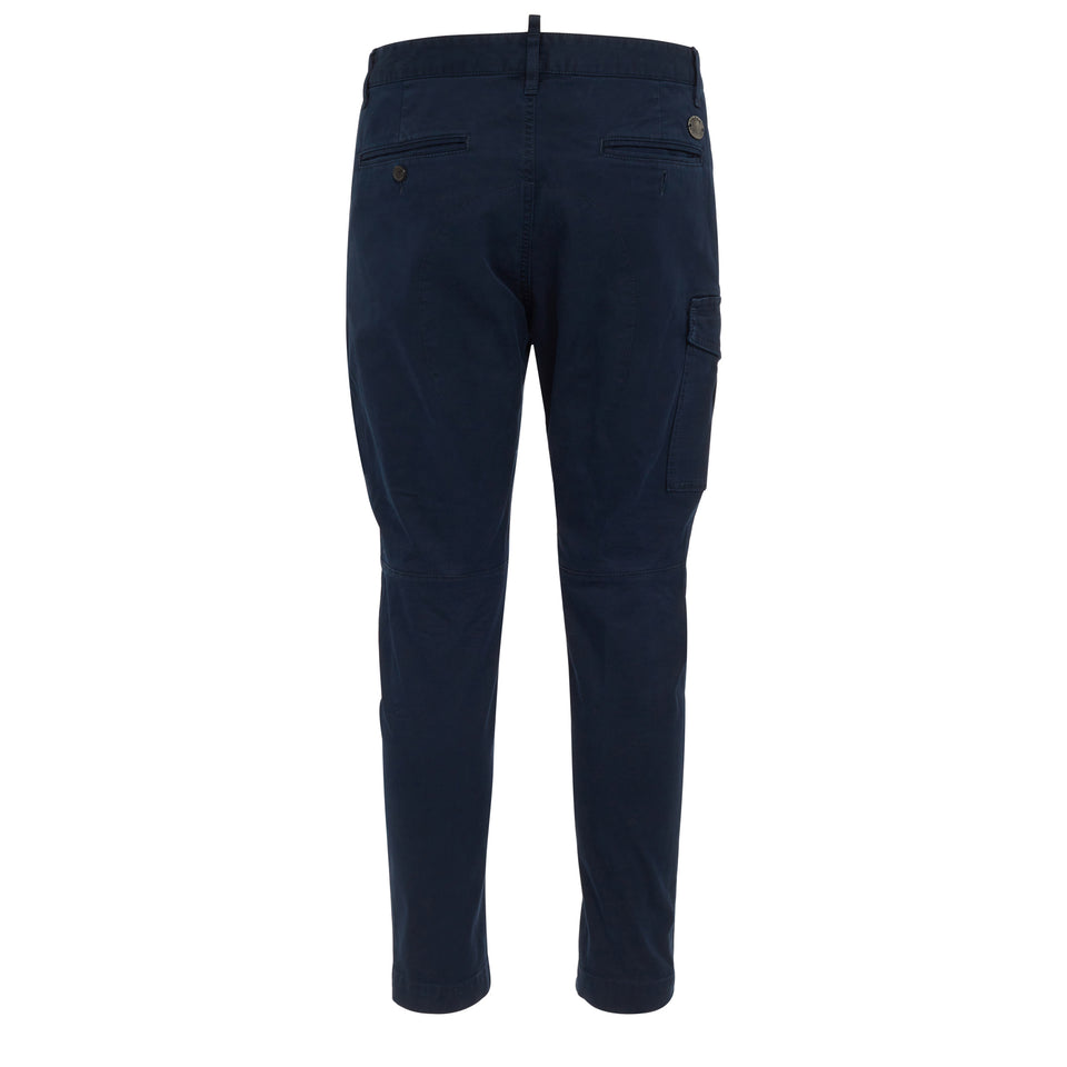 Blue cotton cargo trousers