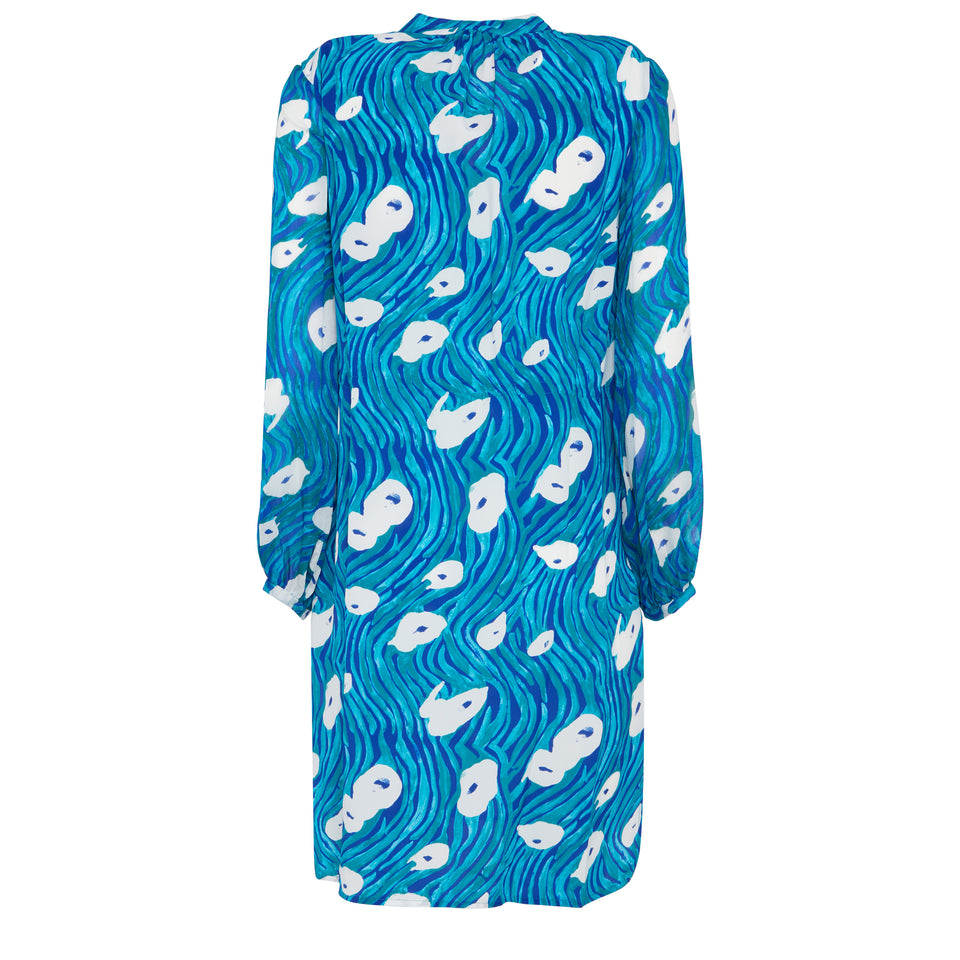 "Sonoya" dress in blue silk