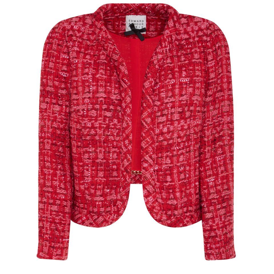 Red tweed crop jacket