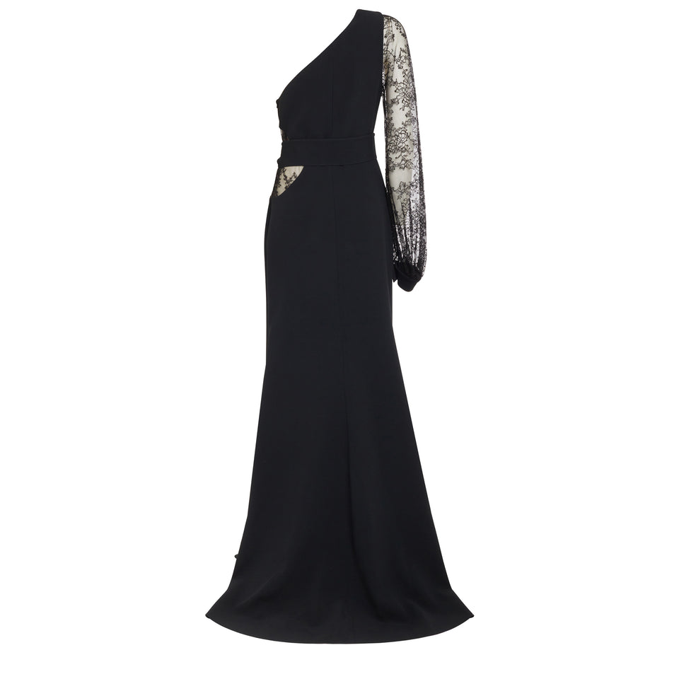 One shoulder dress in black fabric