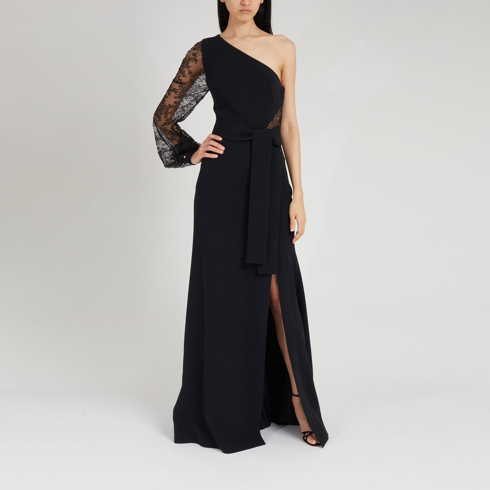 One shoulder dress in black fabric