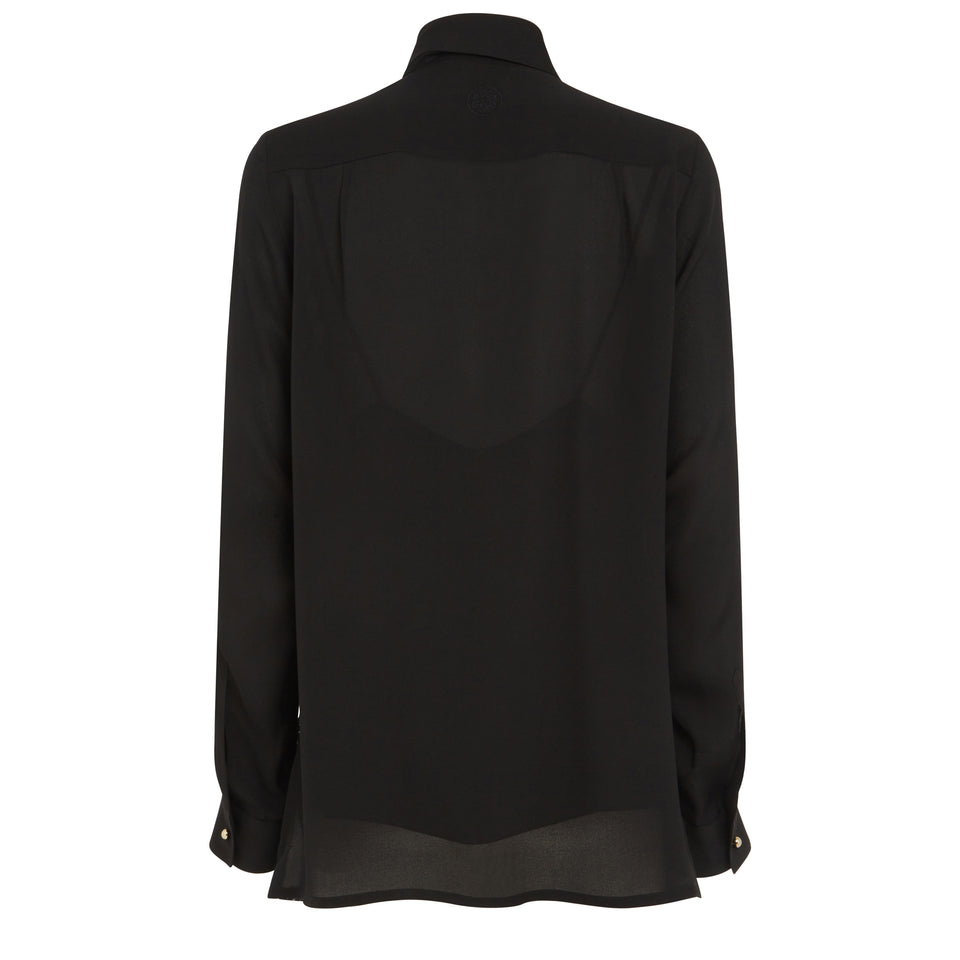 Embroidered shirt in black fabric