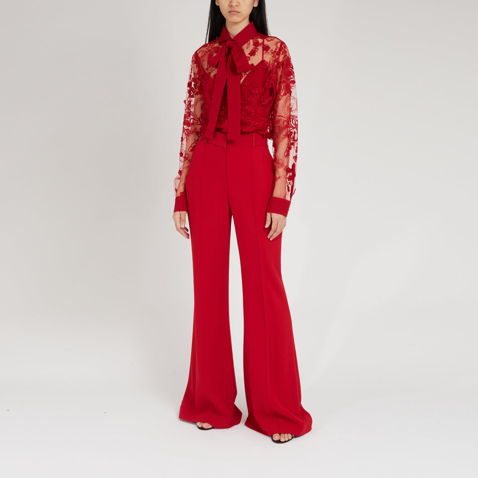 Red fabric embroidered shirt