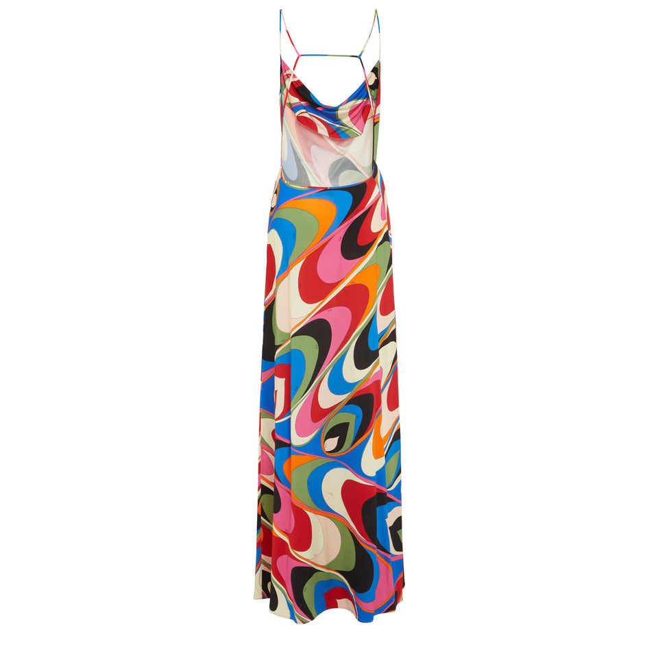 Long dress in multicolor fabric