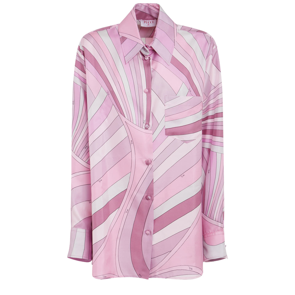 Camicia in seta rosa