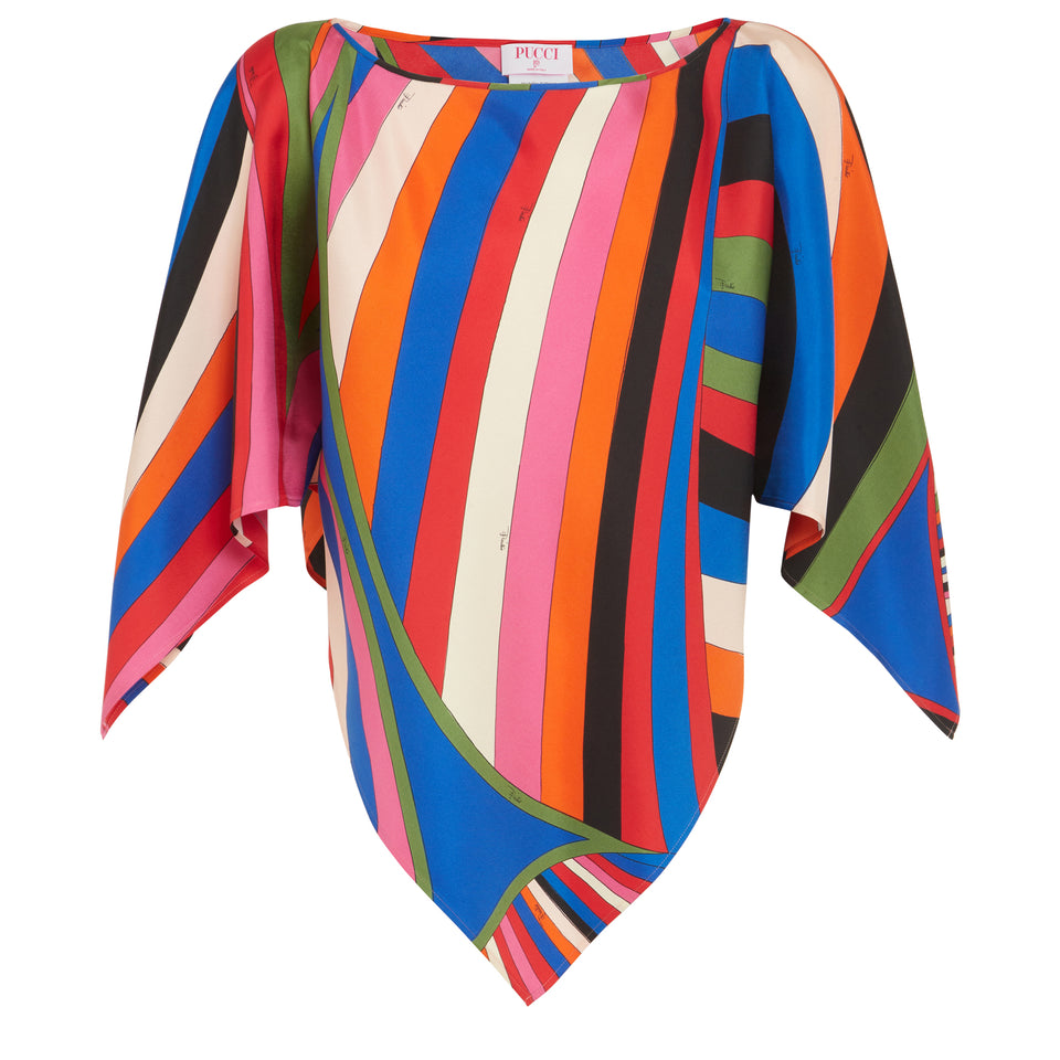 Multicolor silk top
