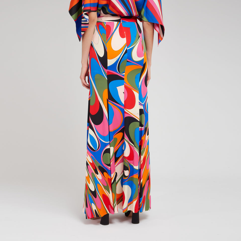 Maxi skirt in multicolor fabric