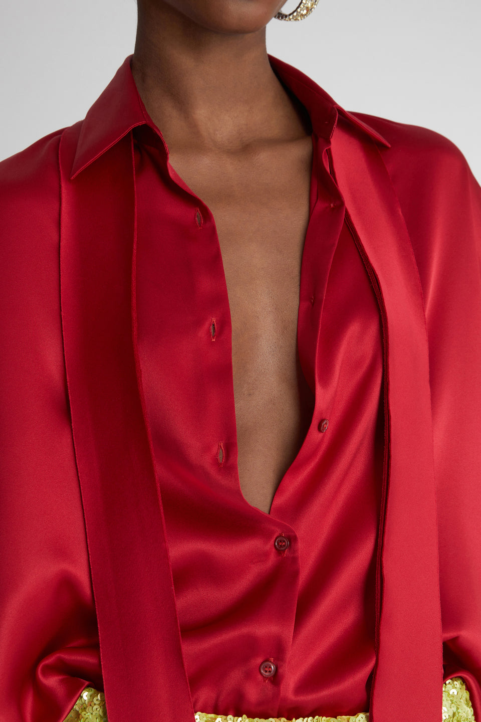 Oversized shirt in red silk