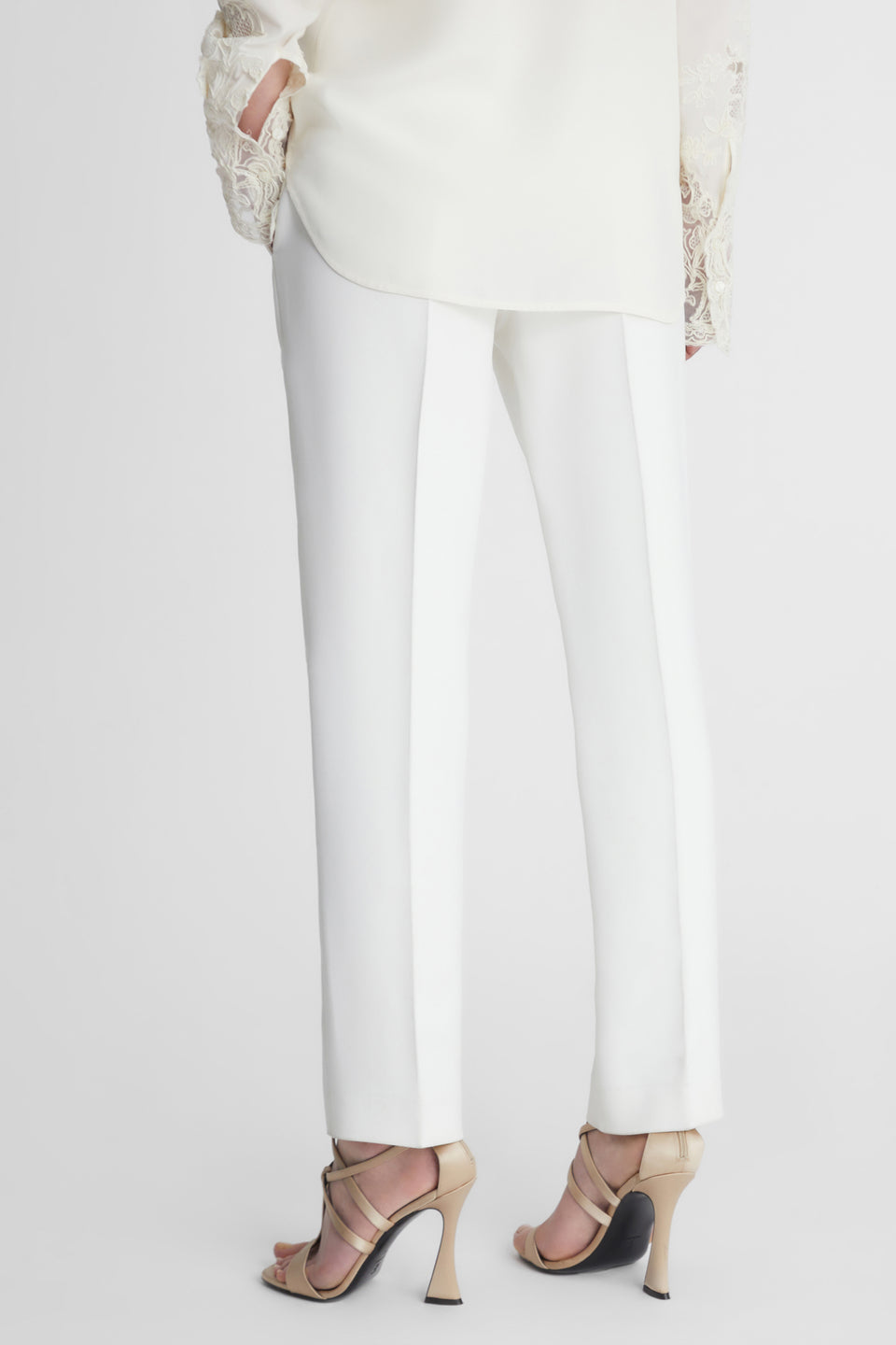 Tailored trousers in white cady