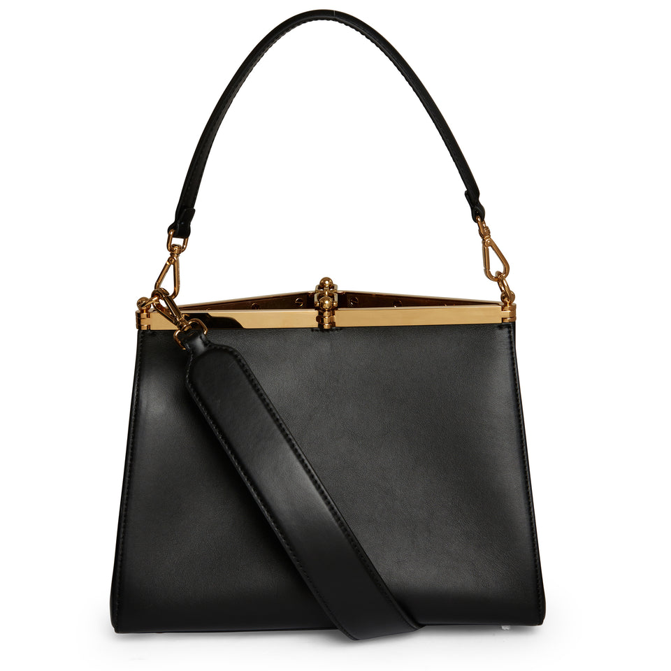 Black leather ''Vela'' bag