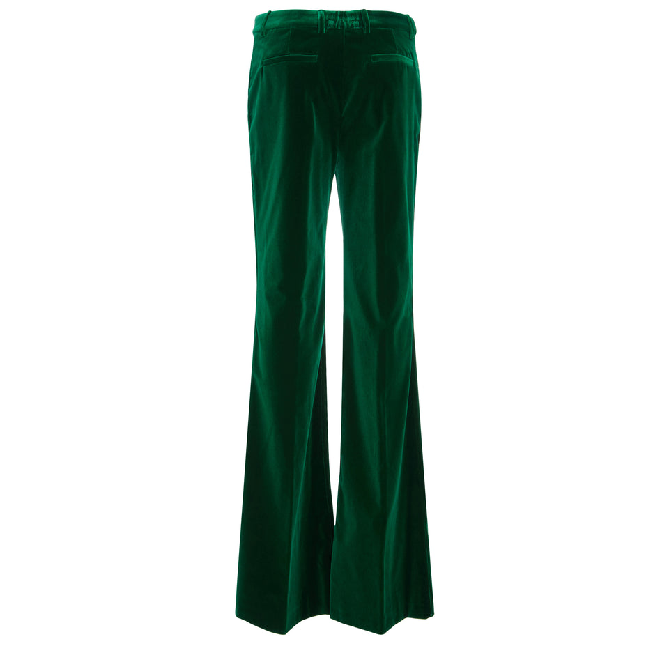 Green velvet trousers