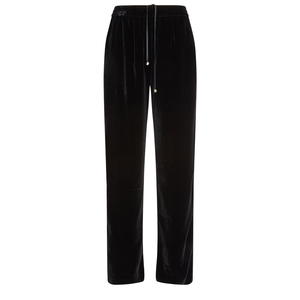 Black velvet trousers