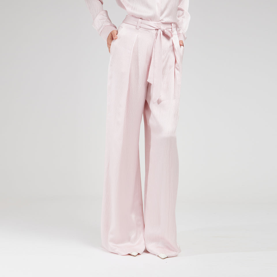 Pantalone "Thomazia" in seta rosa