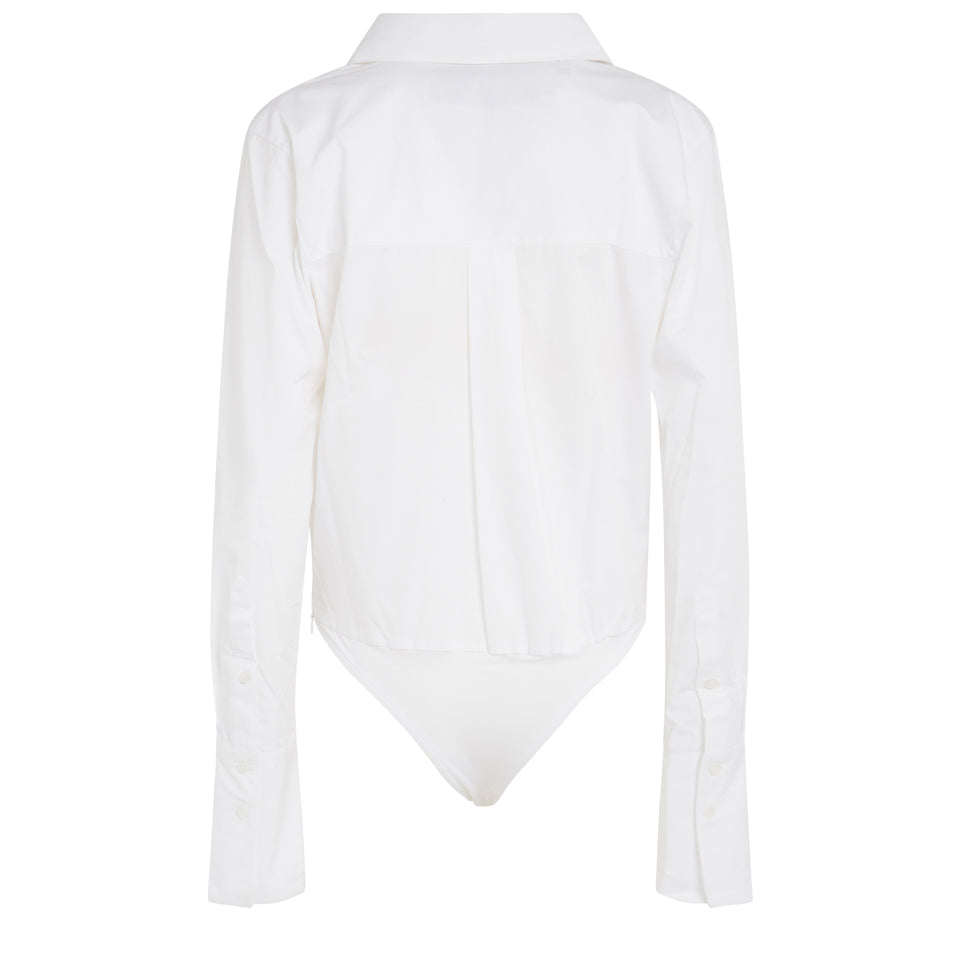 "Aomo" bodysuit in white cotton