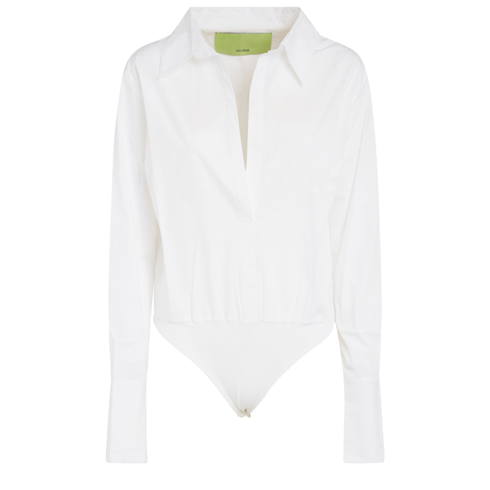 "Aomo" bodysuit in white cotton