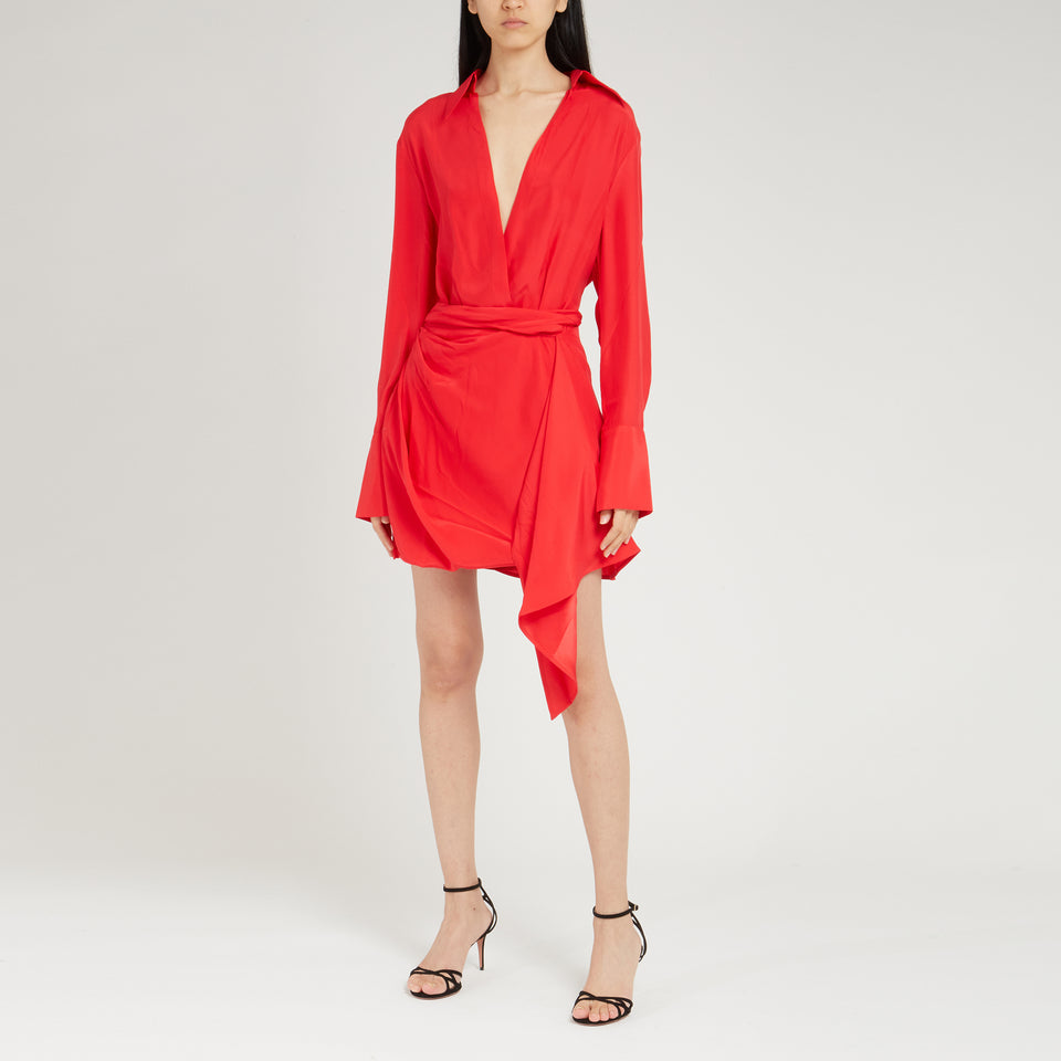 "Gravia" dress in red silk