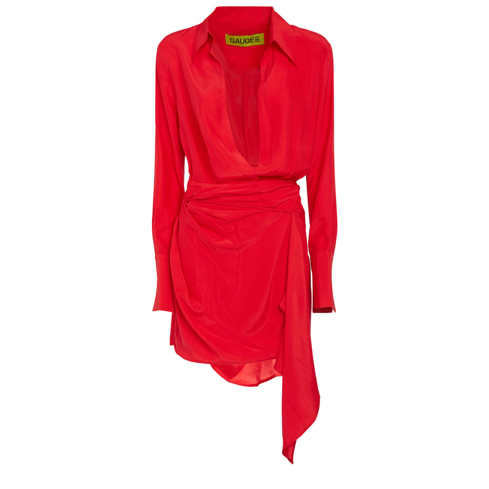 "Gravia" dress in red silk
