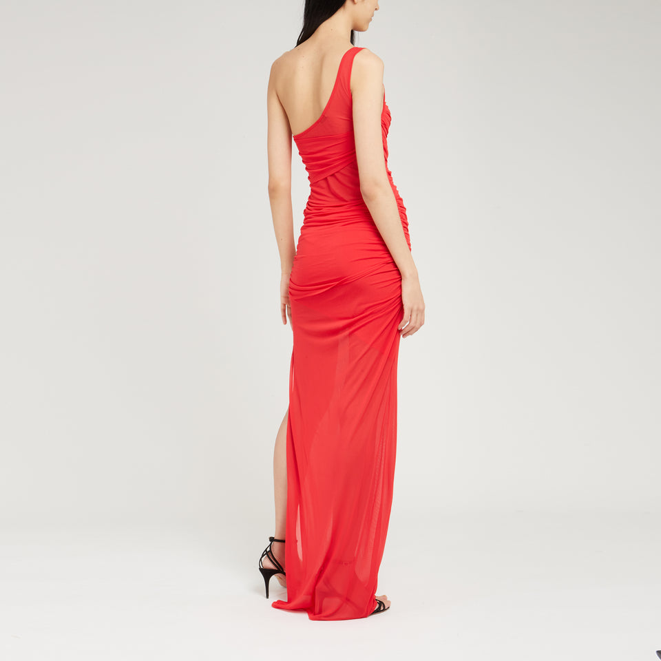 Long "Moni" dress in red fabric