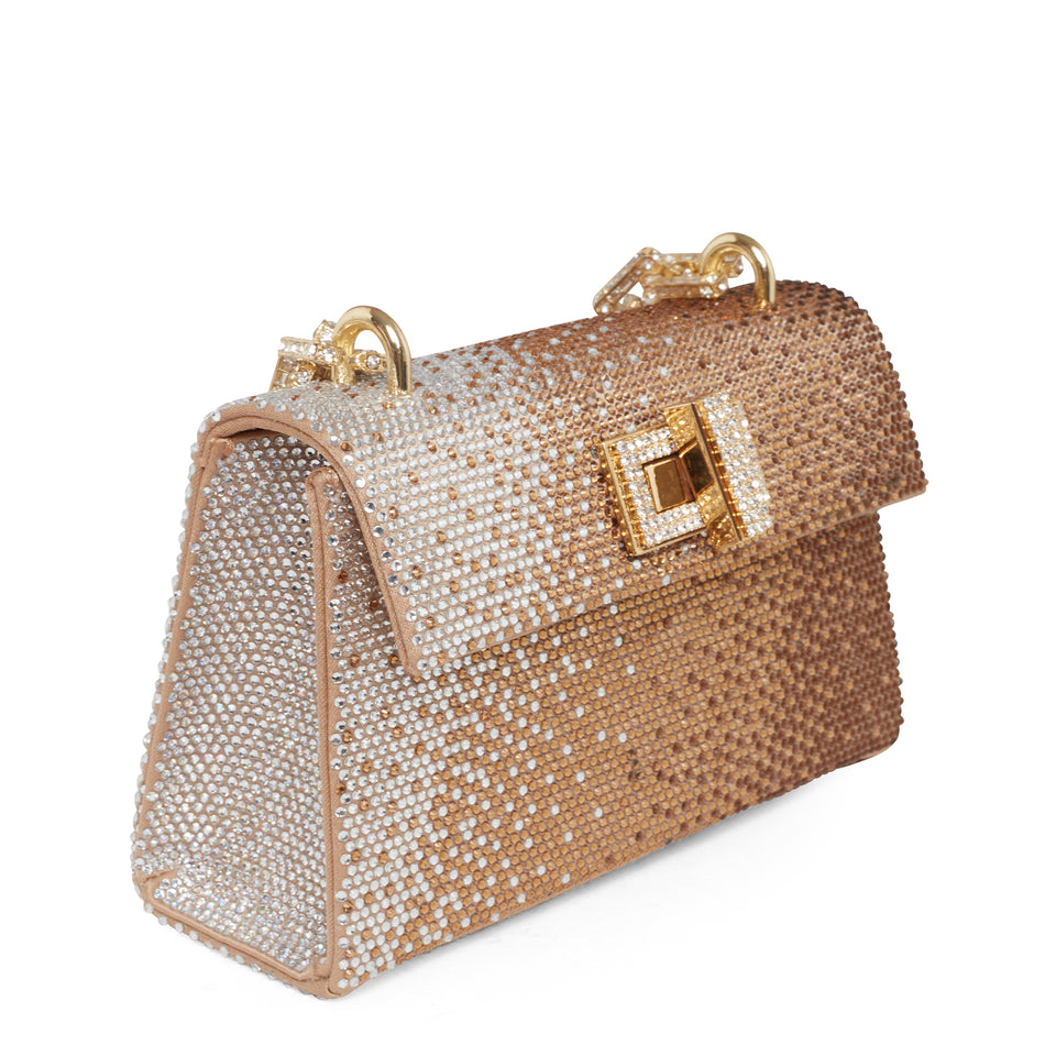 Mini bag with champagne crystals