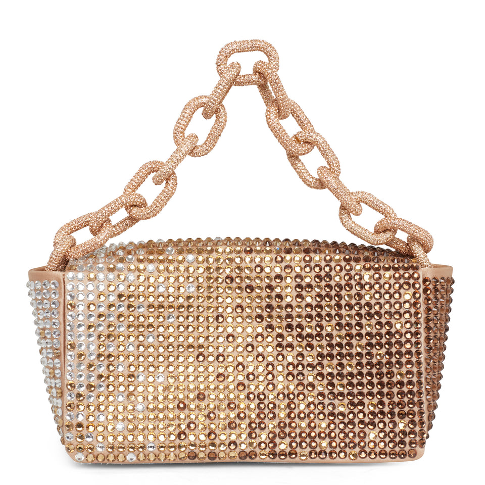 Mini bag with beige crystals