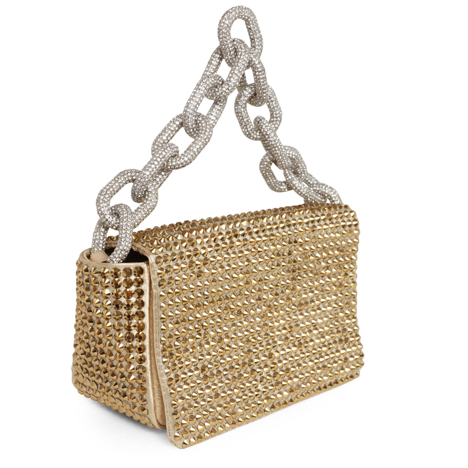 Borsa mini con cristalli oro